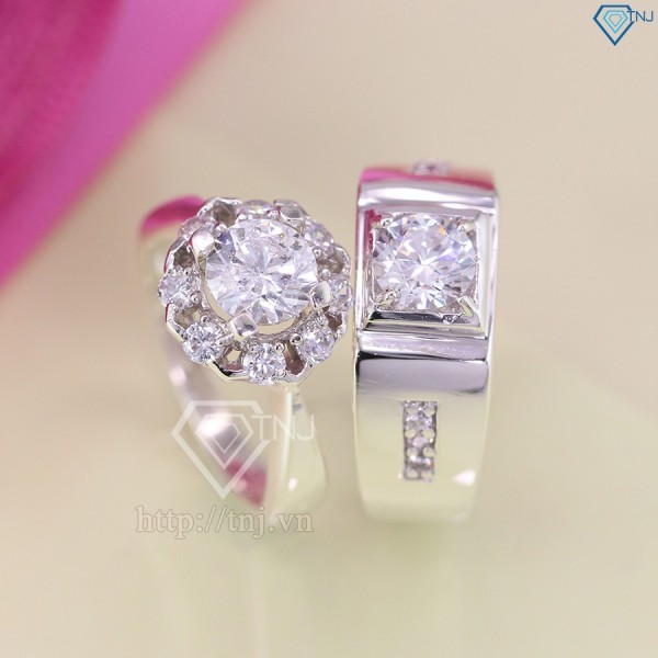 Nhẫn đôi bạc nhẫn cặp bạc đẹp đính đá ND0349 - Trang Sức TNJ