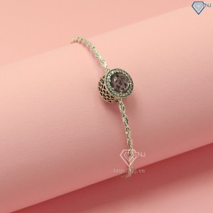 Lắc tay charm bạc đơn giản đính đá tím LTN0242 - Trang Sức TNJ