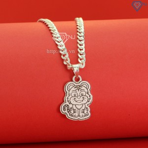Dây chuyền bạc khắc tên cho bé hình con hổ DCT0048