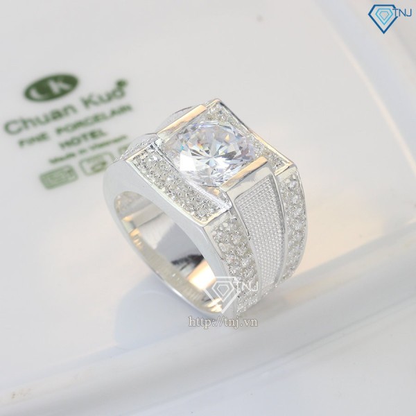 Nhẫn bạc nam bản to đính đá NNA0173 - Trang sức TNJ