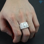 Nhẫn bạc nam bản to đính đá NNA0173 - Trang sức TNJ