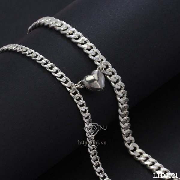 Vòng tay đôi nam châm bạc trái tim khắc tên LTD0021  - Trang sức TNJ
