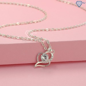 Quà trung thu cho bạn gái dây chuyền trái tim đính đá bằng bạc DCN0529 - Trang sức TNJ