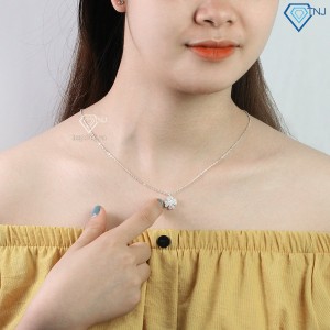 Quà trung thu cho bạn gái dây chuyền cỏ 4 xoay đính đá trắng DCN0508 - Trang sức TNJ