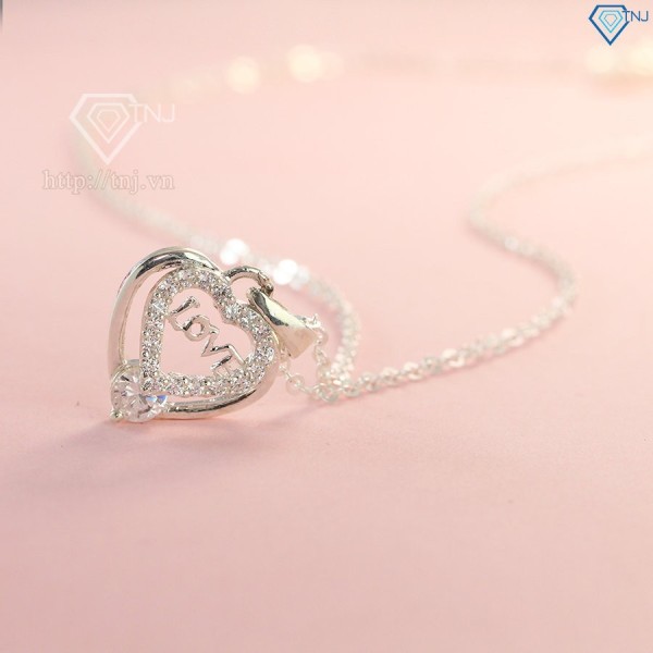 Dây chuyền bạc nữ mặt trái tim chữ Love đẹp DCN0379