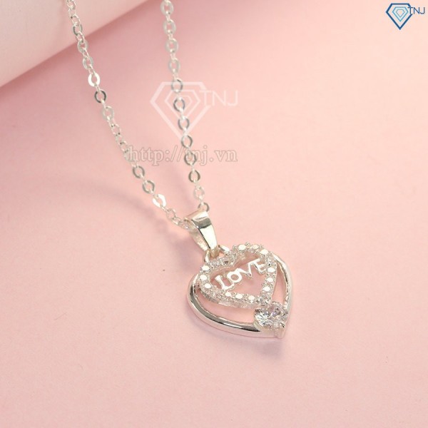 Dây chuyền bạc nữ mặt trái tim chữ Love đẹp DCN0379
