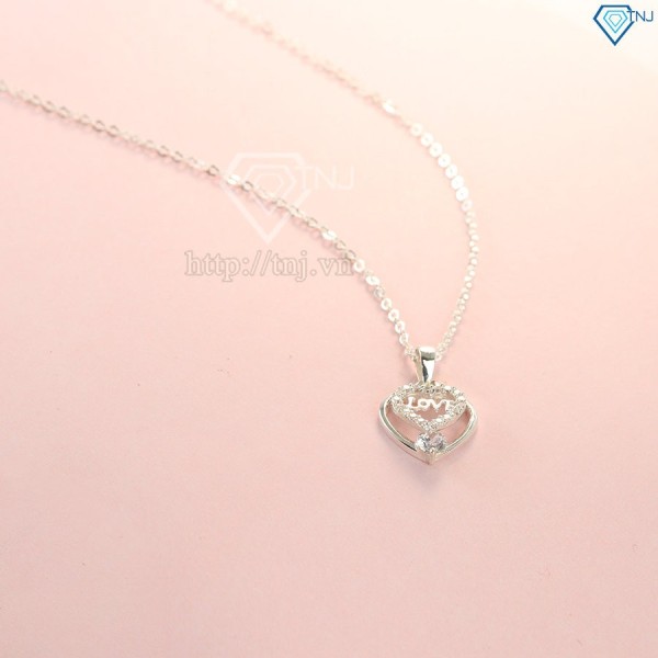 Dây chuyền bạc nữ mặt trái tim chữ Love đẹp DCN0379