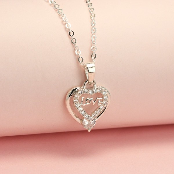 Dây chuyền bạc nữ mặt trái tim chữ Love đẹp DCN0379