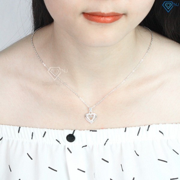 Quà trung thu cho người yêu dây chuyền bạc nữ mặt trái tim chữ Love đẹp DCN0379 - Trang Sức TNJ