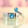 Nhẫn đôi bạc nhẫn cặp bạc đẹp đính đá xanh sang trọng ND0042
