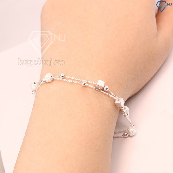 Lắc tay bạc nữ khối lập phương và vòng bi bạc LTN0097