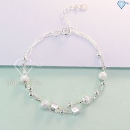 Quà trung thu cho bạn gái lắc tay bạc nữ khối lập phương và vòng bi bạc LTN0097 - Trang sức TNJ