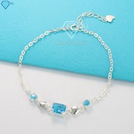 Quà trung thu cho người yêu lắc tay bạc nữ cao cấp đính đá xanh dương LTN0149 - Trang Sức TNJ