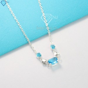 Quà trung thu cho người yêu lắc tay bạc nữ cao cấp đính đá xanh dương LTN0149 - Trang Sức TNJ