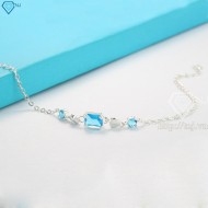 Quà trung thu cho người yêu lắc tay bạc nữ cao cấp đính đá xanh dương LTN0149 - Trang Sức TNJ
