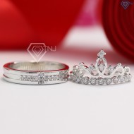 Nhẫn đôi bạc nhẫn cặp bạc King & Queen ND0182