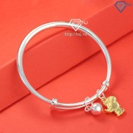 Quà trung thu cho bé lắc bạc cho bé đầy tháng hình con chuột vàng khắc tên LTT0048 - Trang Sức TNJ
