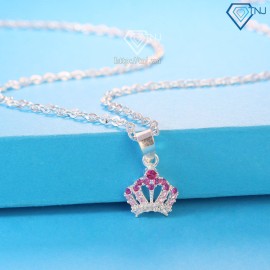 Quà trung thu cho bé gái dây chuyền bạc cho bé mặt vương miện DTN0016 - Trang Sức TNJ