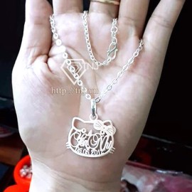 Quà trung thu cho bé dây chuyền bạc khắc tên cho bé gái Hello Kitty DCT0019 - Trang Sức TNJ