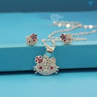 Quà trung thu cho bé gái bộ trang sức bạc cho bé hình Hello Kitty TSB0001 - Trang Sức TNJ