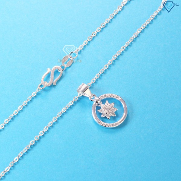 Quà trung thu cho bé dây chuyền bạc cho bé gái mặt hoa đá DTN0010 - Trang Sức TNJ