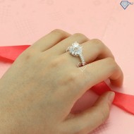 Quà trung thu cho bạn gái nhẫn bạc nữ hoa hồng đính đá sang trọng NN0303 - Trang Sức TNJ