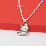 Vòng cổ bạc cho bé hình con mèo khắc tên DCT0061 - Trang Sức TNJ