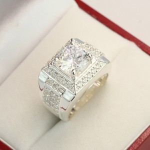 Nhẫn bạc nam mặt đá trắng giá rẻ tại Hà Nội NNA0110