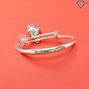 Quà đầy tháng cho bé lắc bạc khắc tên cho bé hình con trâu LTT0057 - Trang Sức TNJ