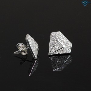 Khuyên tai bạc nam hình kim cương đính đá BTA0034 - Trang Sức TNJ