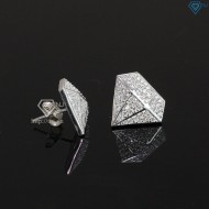 Khuyên tai bạc nam hình kim cương đính đá BTA0034 - Trang Sức TNJ