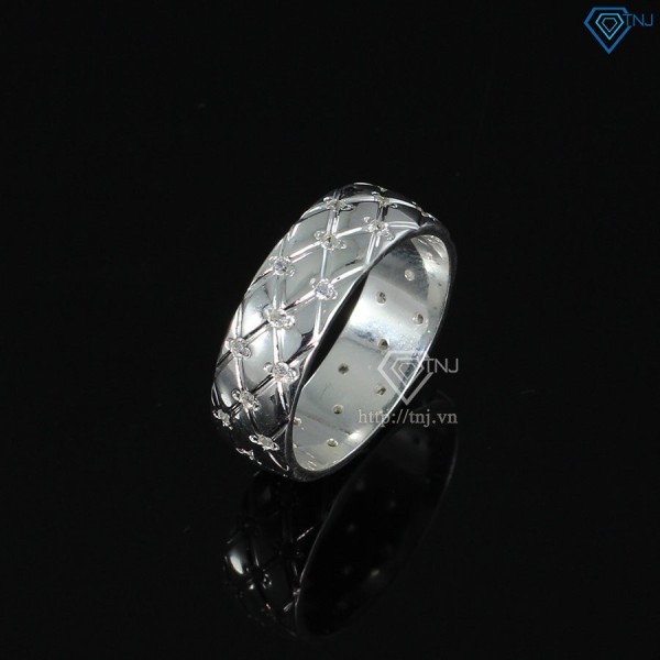 Nhẫn bạc nam hình kẻ caro đính đá NNA0180 - Trang Sức TNJ