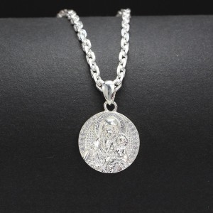 Mặt dây chuyền Đức Mẹ bồng Chúa Giêsu cho bé trai bằng bạc DTA0028