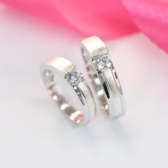 Nhẫn đôi bạc nhẫn cặp bạc đính đá tinh tế ND0109