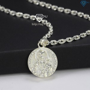 Mặt dây chuyền Đức Mẹ bồng Chúa Giêsu cho bé trai bằng bạc DTA0028 - Trang Sức TNJ