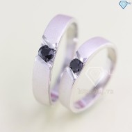 Nhẫn đôi bạc nhẫn cặp bạc đẹp đính đá đen tinh tế ND0095