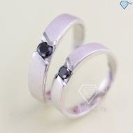 Nhẫn đôi bạc nhẫn cặp bạc đẹp đính đá đen tinh tế ND0095
