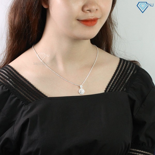 Quà valentine cho bạn gái dây chuyền bạc nữ cao cấp mặt tròn sang trọng DCN0528 - Trang sức TNJ