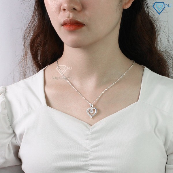 Quà valentine cho người yêu dây chuyền bạc nữ khắc tên đính đá DCN0543 - Trang sức TNJ