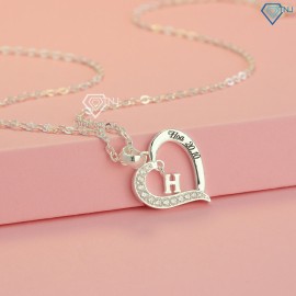 Quà valentine cho người yêu dây chuyền bạc nữ khắc tên đính chữ cái theo yêu cầu DCN0542 - Trang sức TNJ