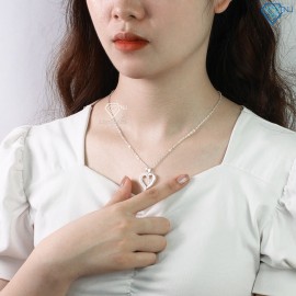 Quà valentine cho người yêu dây chuyền bạc nữ khắc tên đính chữ cái theo yêu cầu DCN0542 - Trang sức TNJ