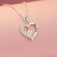 Quà valentine cho người yêu dây chuyền bạc nữ khắc tên đính chữ cái theo yêu cầu DCN0542