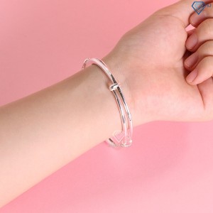 Quà valentine cho vợ vòng tay bạc nữ dạng kiềng khắc tên hình con công LTN0253 - Trang Sức TNJ