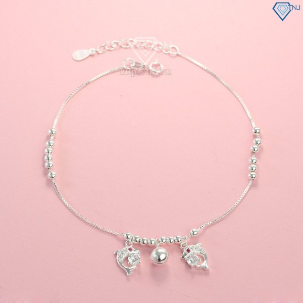 Tặng quà valentine cho người yêu lắc chân bạc nữ hình cá heo đính đá đẹp LCN0048 - Trang Sức TNJ