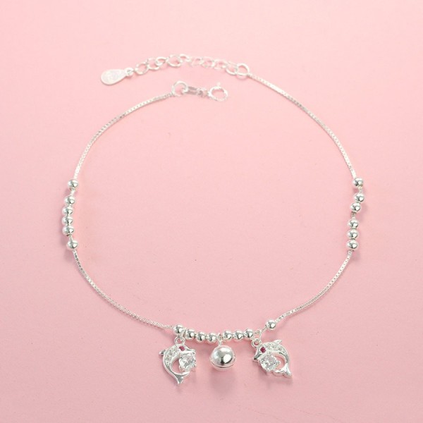 Tặng quà valentine cho người yêu lắc chân bạc nữ hình cá heo đính đá đẹp LCN0048