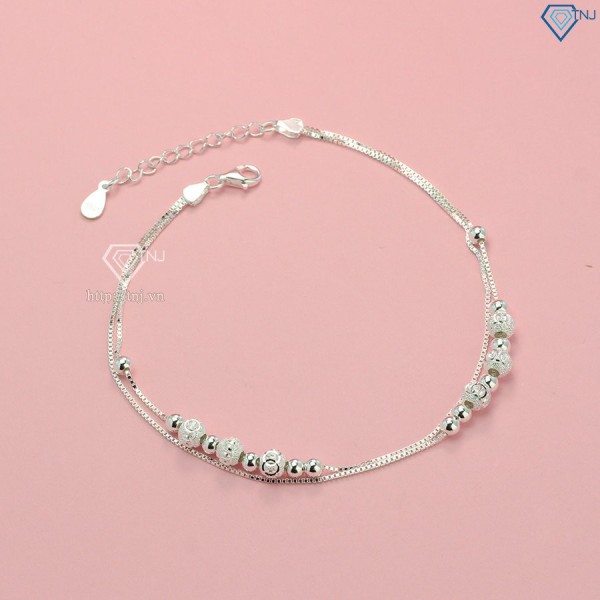 Quà valentine cho bạn gái lắc chân bi bạc cho nữ sang trọng LCN0077