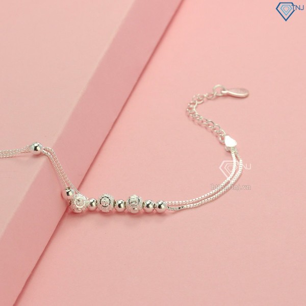 Quà valentine cho bạn gái lắc chân bi bạc cho nữ sang trọng LCN0077