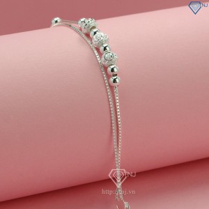 Quà valentine cho bạn gái lắc chân bi bạc cho nữ sang trọng LCN0077