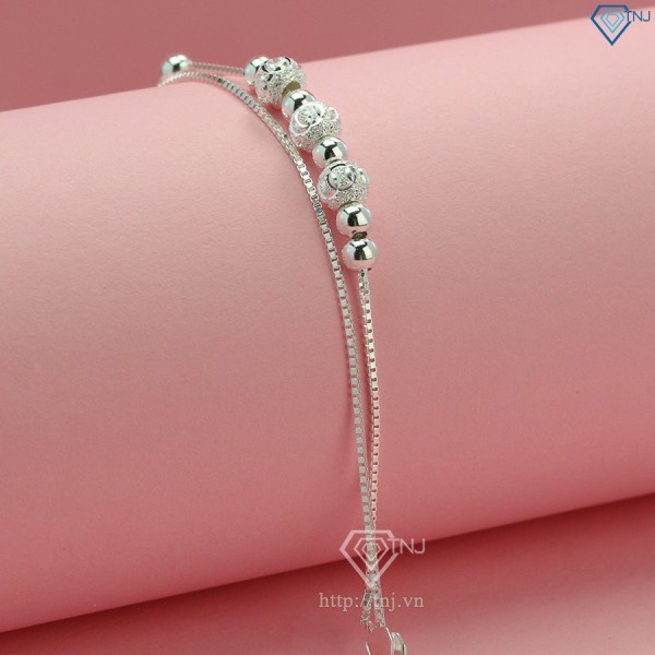 Quà valentine cho bạn gái lắc chân bi bạc cho nữ sang trọng LCN0077