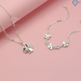 Quà tặng valentine cho bạn gái bộ trang sức bạc cỏ 4 lá khắc tên BTS0034 - Trang Sức TNJ